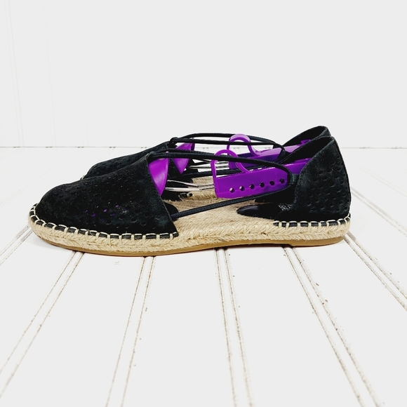Eileen Fisher Shoes - New Eileen Fisher Black Perforated Leather Casual  Flat Espadrilles C579